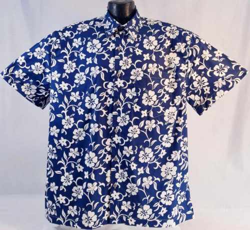 Classic Blue Hibiscus Hawaiian Shirt